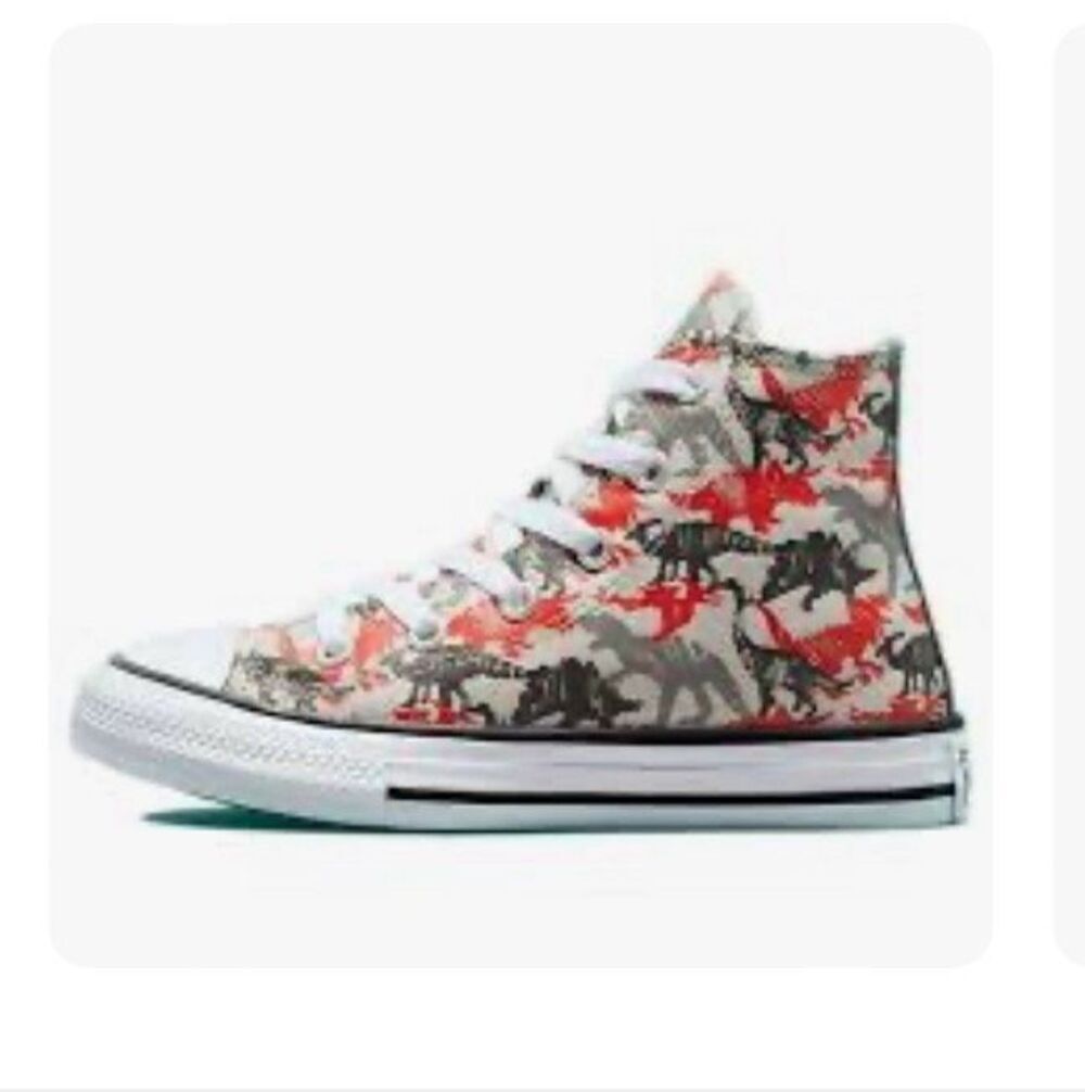 Chuck Taylor All Star Hi Poppy Glow Dinosaur Daze Youth Boys Sneakers Size 2.5